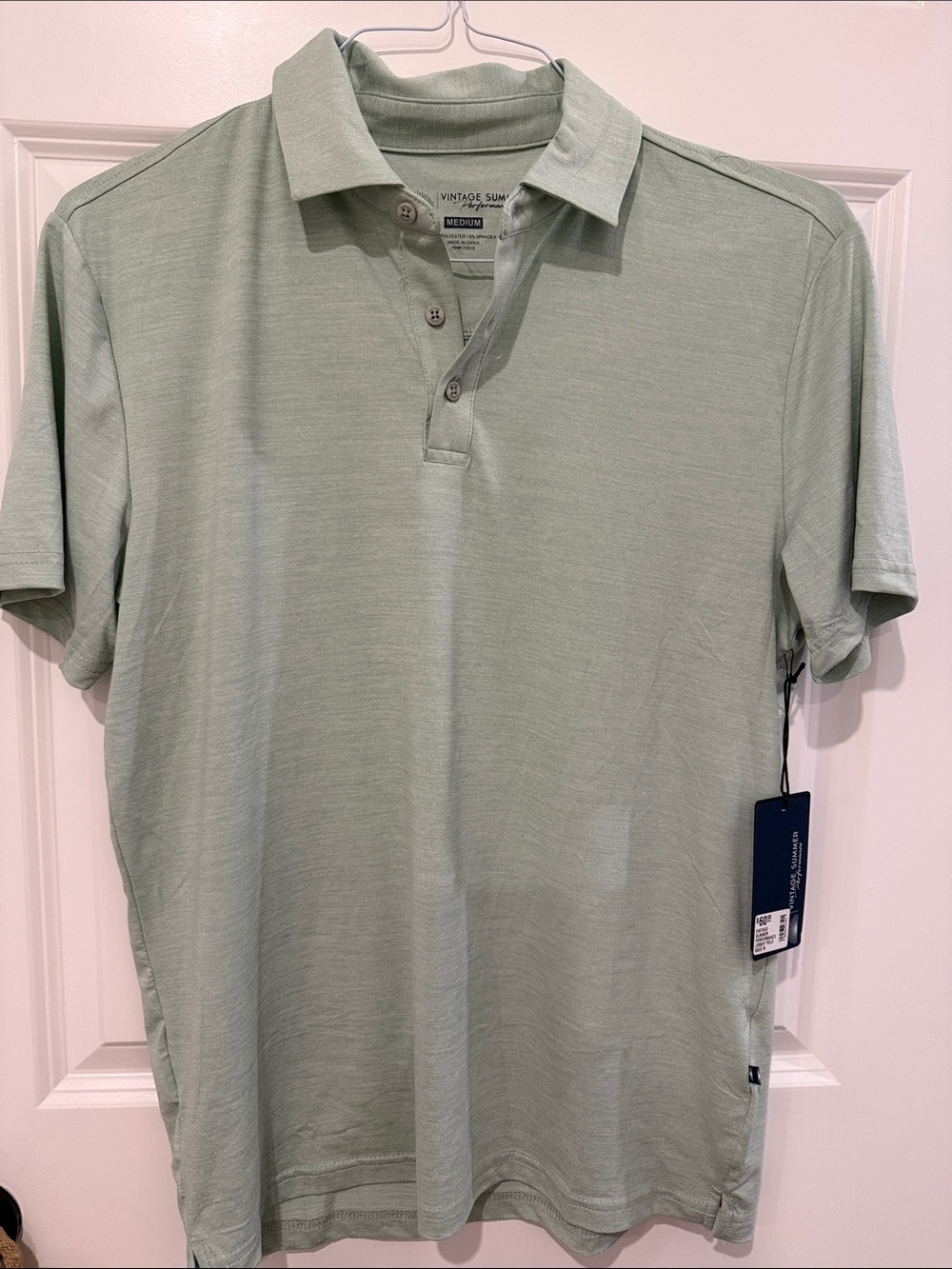 Men's Light Sage Polo Shirt - Vintage Summer Soft Cotton